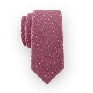 Men’s Dusty Pink Necktie w/ Embroidered Dots, Slim 2.75” Width Wedding Party Tie